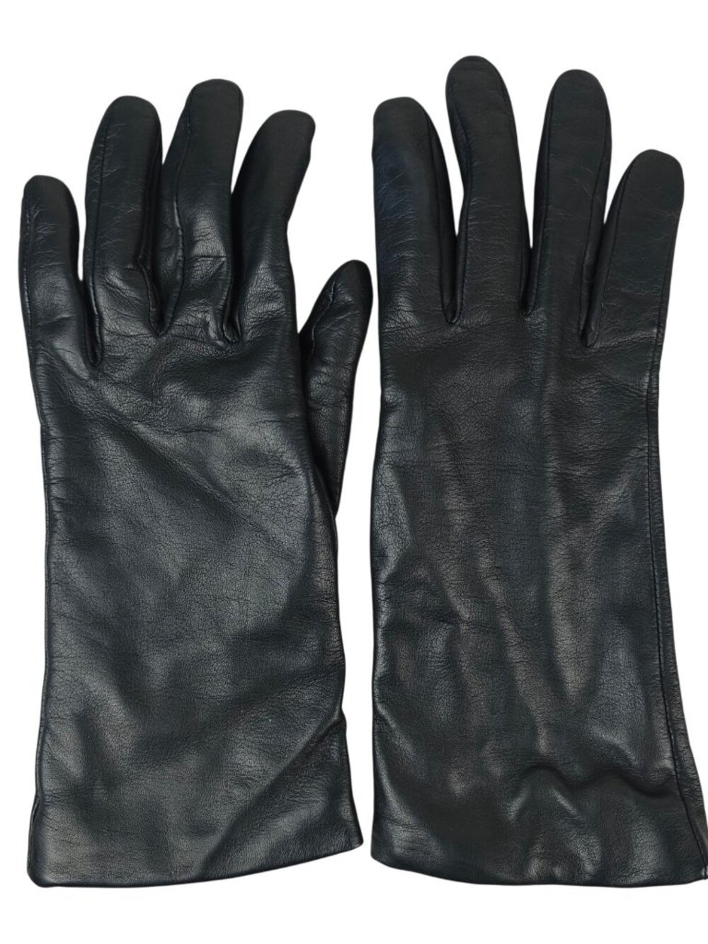 Vintage Genuine Leather Black Cashmere Lined Gloves Women’s Size 8 Warm Winter